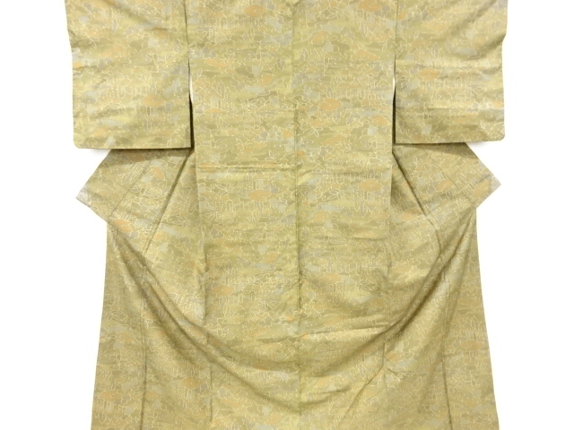【逸品】●西陣お召●きりばめ文様●総柄● 御召 紋紗 着物 着尺 反物 西陣 正絹 お召 先染め 川端 黒 青